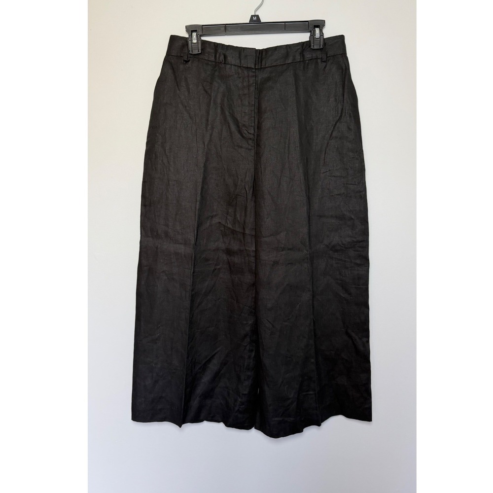 Worthington Women's Black Linen Wide Leg Crop Pants NWT Size L